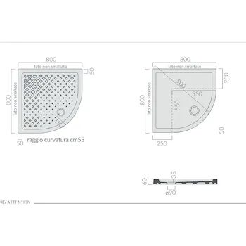 H6 piatto doccia 80x80 bianco lucido in ceramica codice prod: 1061 product photo Foto1 L2