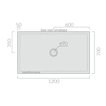 Piatto doccia ceramica 120 x 70 bianco Folia serie H3 codice prod: 1042 product photo Foto1 L2