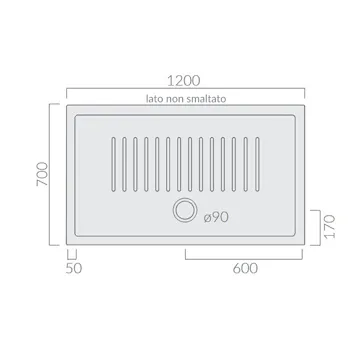 Piatto doccia ceramica 120 x 70 bianco serie H6 Flat codice prod: 1211 product photo Foto1 L2