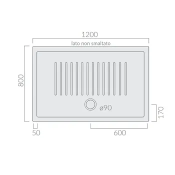 Piatto doccia ceramica 120 x 80 bianco serie H6 Flat codice prod: 1213 product photo Foto1 L2
