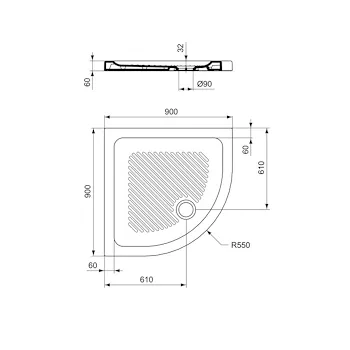Connect piatto doccia angolare 90x90 bianco lucido in ceramica codice prod: T266801 product photo Foto1 L2