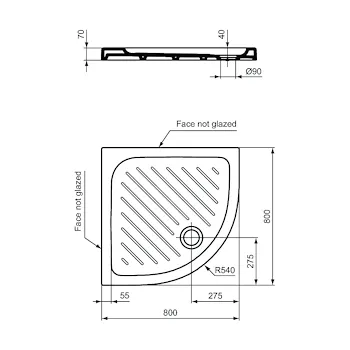 Gemma 2 piatto doccia 80x80 bianco lucido in ceramica codice prod: T468901 product photo Foto2 L2
