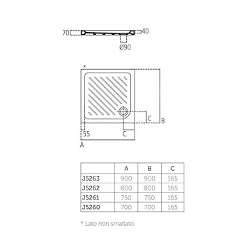 Gemma2 piatto doccia 90x90 bianco lucido in ceramica codice prod: J526301 product photo Foto1 L2