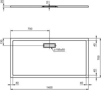 Ultra Flat New piatto doccia 140x70 bianco in acrilico codice prod: t447701 product photo Foto2 L2