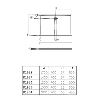 Ultra flat piatto doccia acrilico 170x70 bianco codice prod: K193801 product photo Foto1 L2