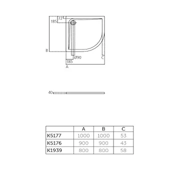 Ultra Flat piatto doccia angolare 90x90 bianco lucido in acrilico codice prod: K517601 product photo Foto1 L2