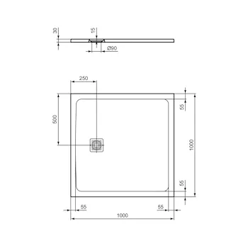 Ultra Flat S+ piatto doccia 100x100 bianco lucido in ceramica codice prod: T5608FR product photo Foto4 L2