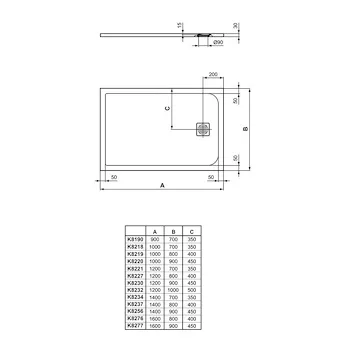 Ultra Flat S piatto doccia 100x80 bianco opaco effetto pietra codice prod: K8219FR product photo Foto1 L2