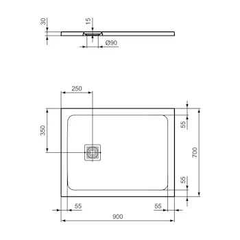 Ultra Flat S+ piatto doccia 140x80 bianco lucido in ceramica codice prod: T5599FR product photo Foto2 L2