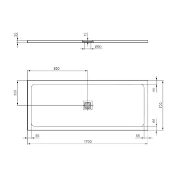 Ultra Flat S+ piatto doccia 170x70 bianco lucido in ceramica codice prod: T5614FR product photo Foto1 L2
