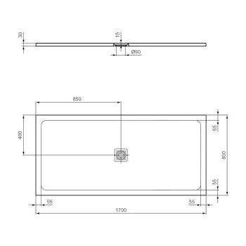 Ultra Flat S+ piatto doccia 170x80 bianco lucido in ceramica codice prod: T5611FR product photo Foto2 L2
