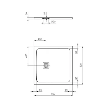 Ultra Flat S+ piatto doccia ceramica quadrato 80x80 bianco h 3 codice prod: T5600FR product photo Foto2 L2