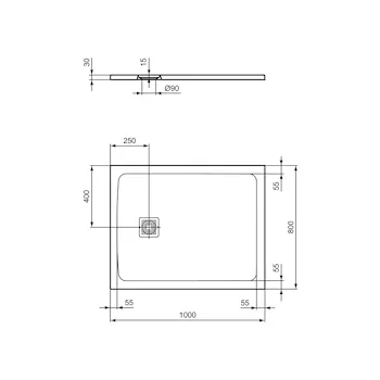 Ultra Flat S+ piatto doccia ceramica rettangolare 100X80 bianco h 3 codice prod: T5596FR product photo Foto2 L2