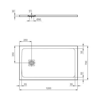 Ultra Flat S+ piatto doccia ceramica rettangolare 120x70 bianco h 3 codice prod: T5603FR product photo Foto2 L2