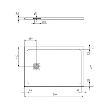 Ultra Flat S+ piatto doccia ceramica rettangolare 120x80 bianco h 3 codice prod: T5594FR product photo Foto2 L2