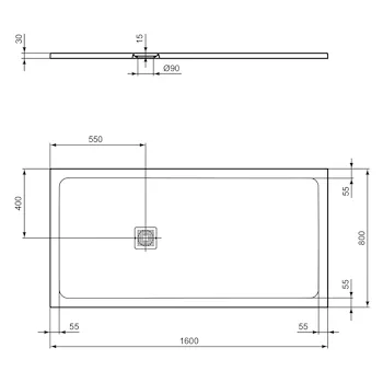 Ultra Flat S+ piatto doccia ceramica rettangolare 140X80 bianco h 3 codice prod: T5602FR product photo Foto2 L2