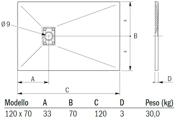 Piatto doccia Mineral 120x70 bianco codice prod: DSV15848BI product photo Foto1 L2