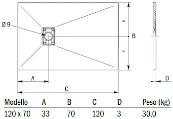 Piatto doccia mineral 120x70 grigio codice prod: DSV15848GR product photo Default L2