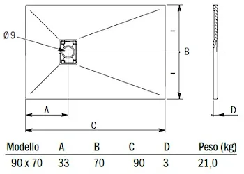 Piatto doccia mineral 90x70 grigio codice prod: DSV15846GR product photo Default L2