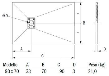 Piatto doccia Mineral  90x70 panna codice prod: DSV15846PA product photo Default L2