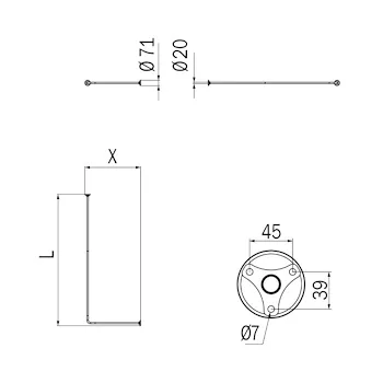 Hotellerie tubo per doccia 84 ad angolo con due attacchi a parete in ottone cromato codice prod: A0148ACR product photo Foto1 L2
