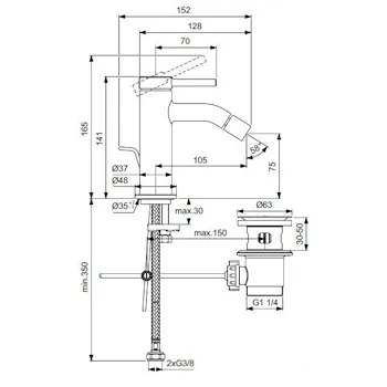 Miscelato bidet Ceraline cromato con asta di comando e  scarico piletta codice prod: BD765AA product photo Foto3 L2