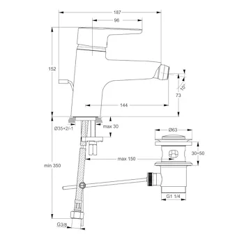 Miscelatore bidet Connect blu cromato con tubi flessibili codice prod: B9920AA product photo Foto1 L2