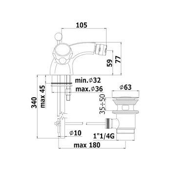 DANUBIO rubinetto bidet con piletta cromato codice prod: DA135CR product photo Foto1 L2