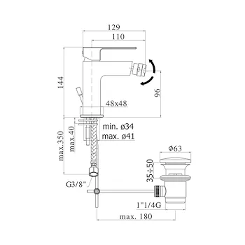 ELLE EL131 miscelatore bidet cromato con scarico codice prod: EL131CR product photo Foto1 L2