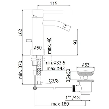 LIGHT LIG135 miscelatore bidet con piletta bianco opaco codice prod: LIG135BO product photo Foto1 L2