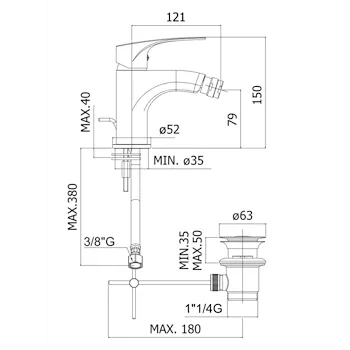 LIME LM135 miscelatore bidet cromato con piletta codice prod: LM135CR product photo Foto1 L2