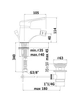 NETTUNO NT135 miscelatore bidet cromato con piletta codice prod: NT135CR product photo Foto1 L2