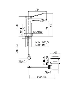 TILT miscelatore bidet cromato con scarico click-clack testa cieca codice prod: TI131KCR product photo Foto1 L2