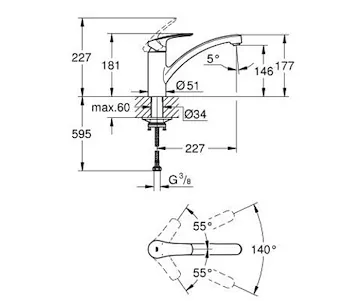 GROHE EUROSMART NEW  miscelatore monocomando per lavello bocca bassa cromato codice prod: 33281003 product photo Foto3 L2