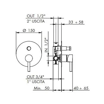 Bambu' 01-0400/E miscelatore a parete per vasca/doccia cromato codice prod: 01-0400/E product photo Foto1 L2