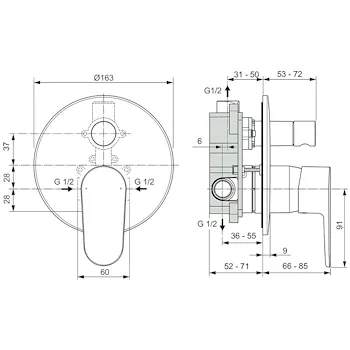 Cerafine O miscelatore doccia/vasca ad incasso codice prod: A7195AA product photo Foto1 L2