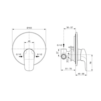 Ceraflex miscelatore doccia incasso 1 via codice prod: A6757AA product photo Foto3 L2