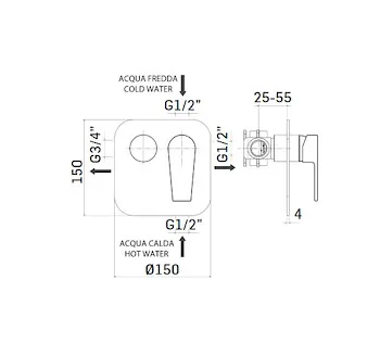 LOGOS Mix doccia Miscelatore monocomando incasso per doccia con deviatore automatico a 2 uscite codice prod: 26050000L021 product photo Foto1 L2