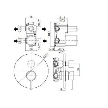 LIGHT miscelatore doccia incasso con deviatore nero opaco codice prod: LIG018NO product photo Foto1 L2