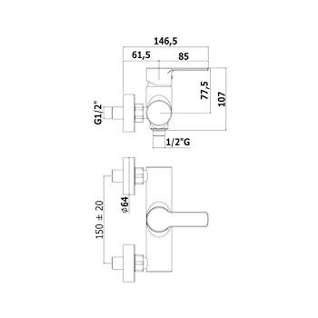RED miscelatore doccia esterno duplex cromato codice prod: RED168CR product photo Foto1 L2