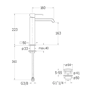 Quadri rubinetto lavabo monoleva con piletta codice prod: LISQM22751 product photo Foto1 L2