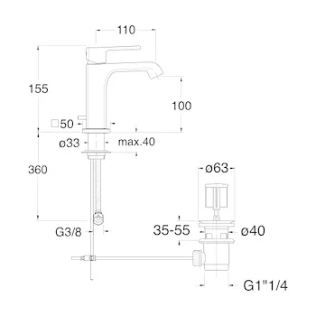 Quadri s rubinetto lavabo monoleva con piletta codice prod: LISQS22151 product photo Foto1 L2