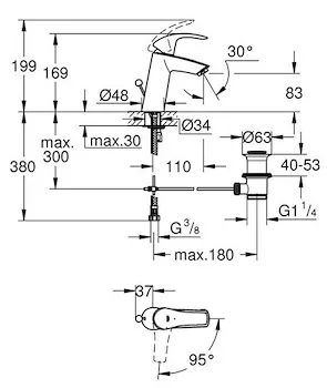 Eurosmart New  rubinetto lavabo monoleva codice prod: 23322003 product photo Foto2 L2