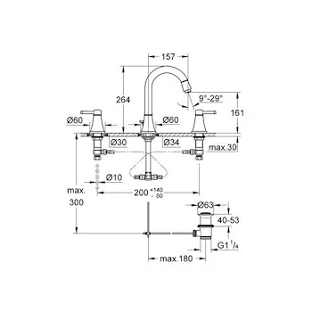 Grandera 20389 gruppo lavabo 3 fori cromato con piletta taglia mecojoy codice prod: 20389000 product photo Foto1 L2