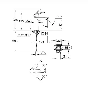 Grohe Eurosmart cosmopolitan miscelatore monocomando per lavabo Taglia M codice prod: 23923003 product photo Foto3 L2