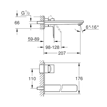 Lineare rubinetto lavabo a parete a due fori codice prod: 23444DC1 product photo Foto1 L2