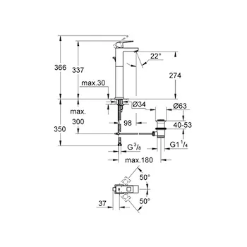 Miscelatore grohe eurocube lavabo a bacinella cromato codice prod: 23136000 product photo Foto1 L2