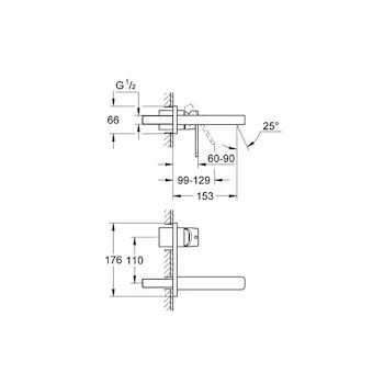 Quadra 19479 parte esterna miscelatore lavabo taglia s 2 fori a parete codice prod: 19479000 product photo Foto1 L2