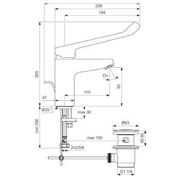 Ceraflex miscelatore monocomando lavabo con maniglia a leva lunga codice prod: BD603AA product photo Foto3 L2