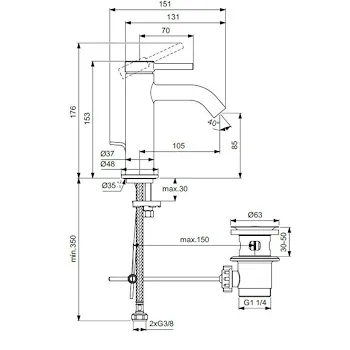 Ceraline nuovo miscelatore lavabo Ceraline nuovo cromato con piletta codice prod: BD846AA product photo Foto3 L2